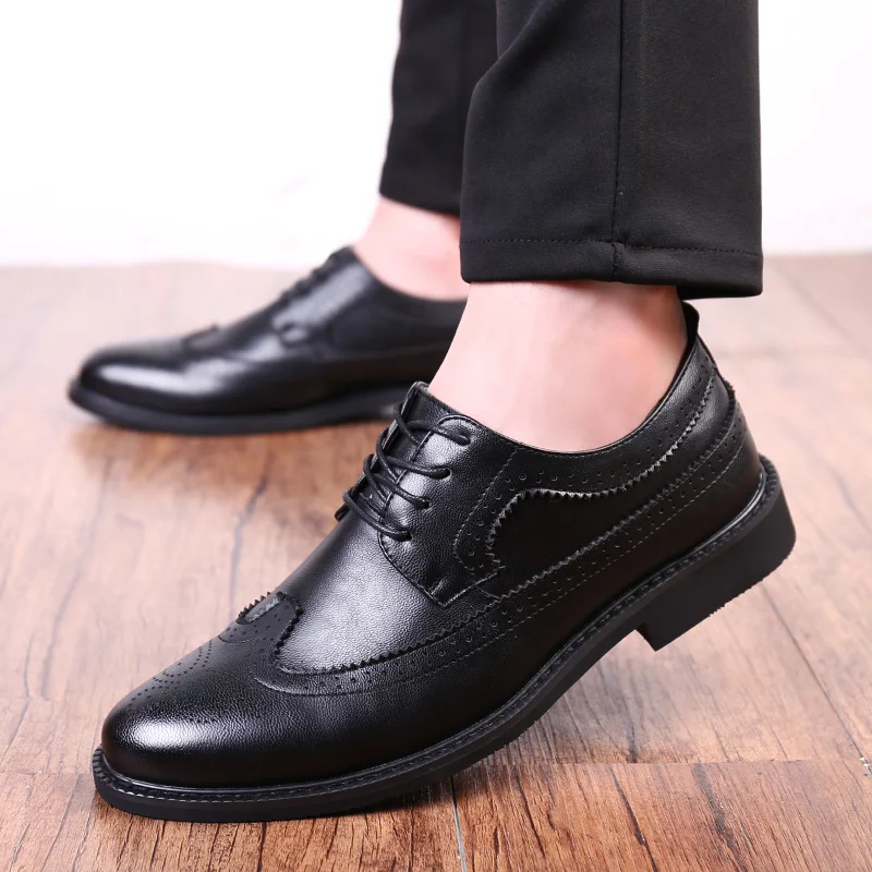 

Men's casual shoes New Fashion Style Leather leisure Shoes Men Trendy Black Flats lace up Handmade Vintage oxfords shoes men