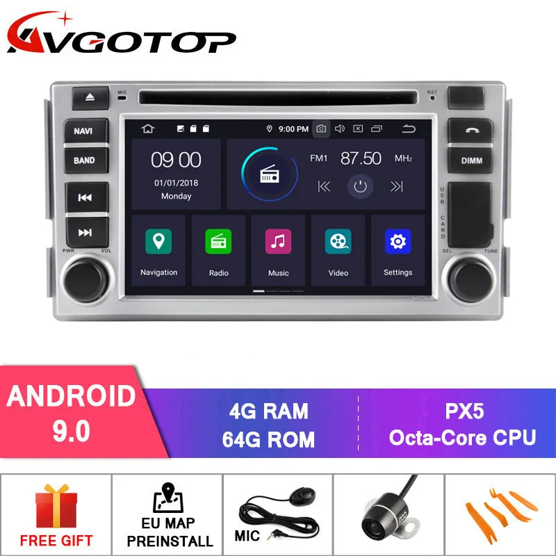AVGOTOP Android 9,0 4 Гб+ 64 ГБ Автомобильный dvd-плеер для HYUNDAI SANTA FE 2007-2011/ELANTRA 2000-2006 ips HD экран навигация - Цвет: 4GB 64GB RVF5784