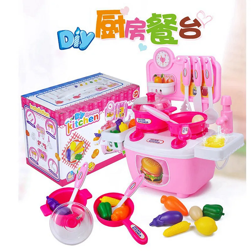Play House Children Kitchen Toy Set Kids Toy GIRL'S And BOY'S Cooking Cook Kitchenware Tableware Dining Table