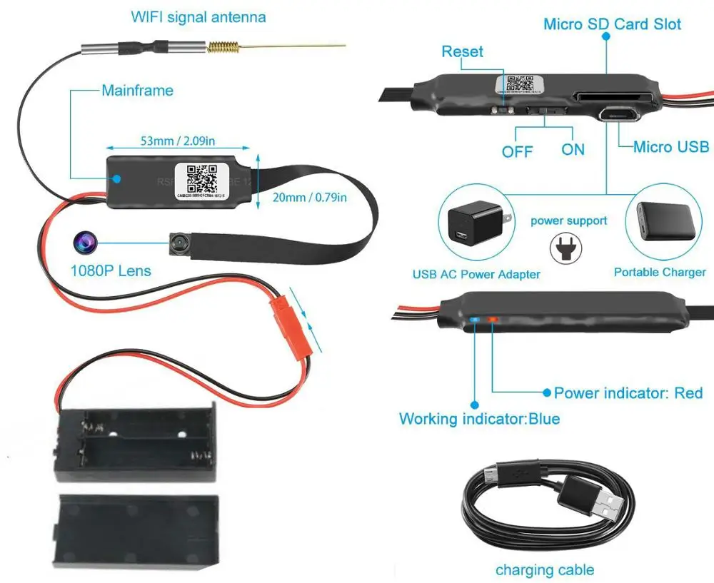  HD 1080P DIY Portable WiFi IP Mini Camera P2P Wireless Micro webcam Camcorder Video Recorder Suppor