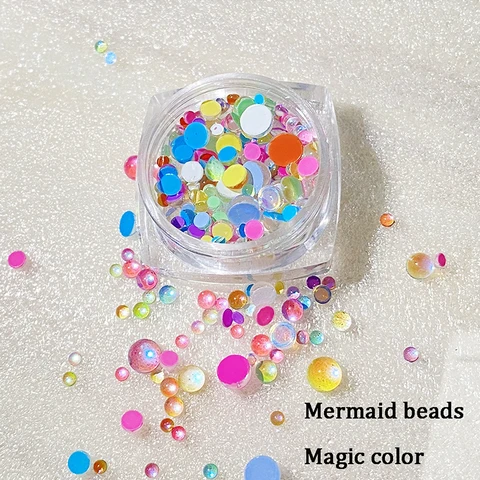 Crystal Candy Colors Beads Mermaid Rhinestones Aurora Translucent Pearl Nail Art Decoration Symphony 3D Glitter Diamond