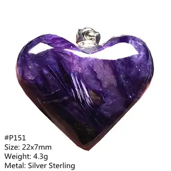 

Genuine Natural Heart Purple Charoite Necklace Pendant For Woman Lady Man Lucky Love Silver Crystal Beads Gemstone Jewelry AAAAA