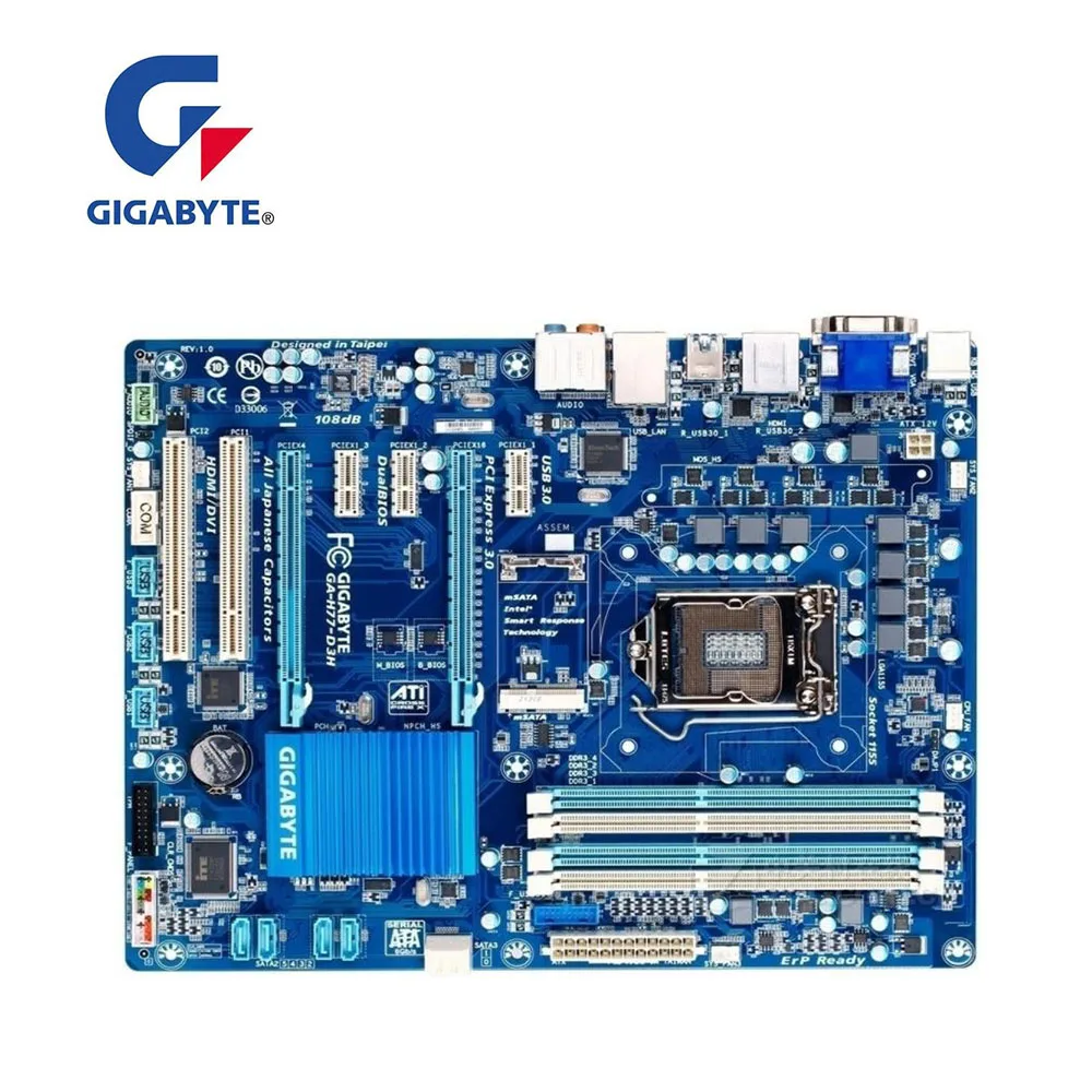 Для Gigabyte GA-H77-D3H материнская плата LGA 1155 DDR3 H77 б/у десктопная SATA3 PCI-E X16 3 0 | Компьютеры