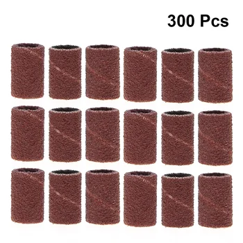 

300pcs Nail Sanding Bands Nail Art Sandcloth Drill Bits Manicure Sanding Sleeve Grinding Head Polisher Sanding Ring Nail Polish