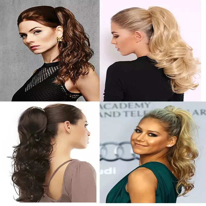 Luxury for Braiding 76cm 210g Long Wavy High Temperature Fiber Synthetic Hair Pieces Claw Clip Ponytail Extensions for Women fake hair extensions
