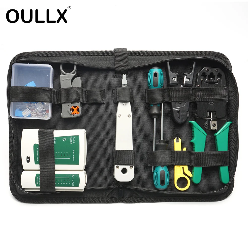 Tool kit Lan Ethernet Cable RJ45 Crimping Pliers Portable LAN Network Repair Tool Kit Cable Tester and Plier Crimp Crimper Clamp