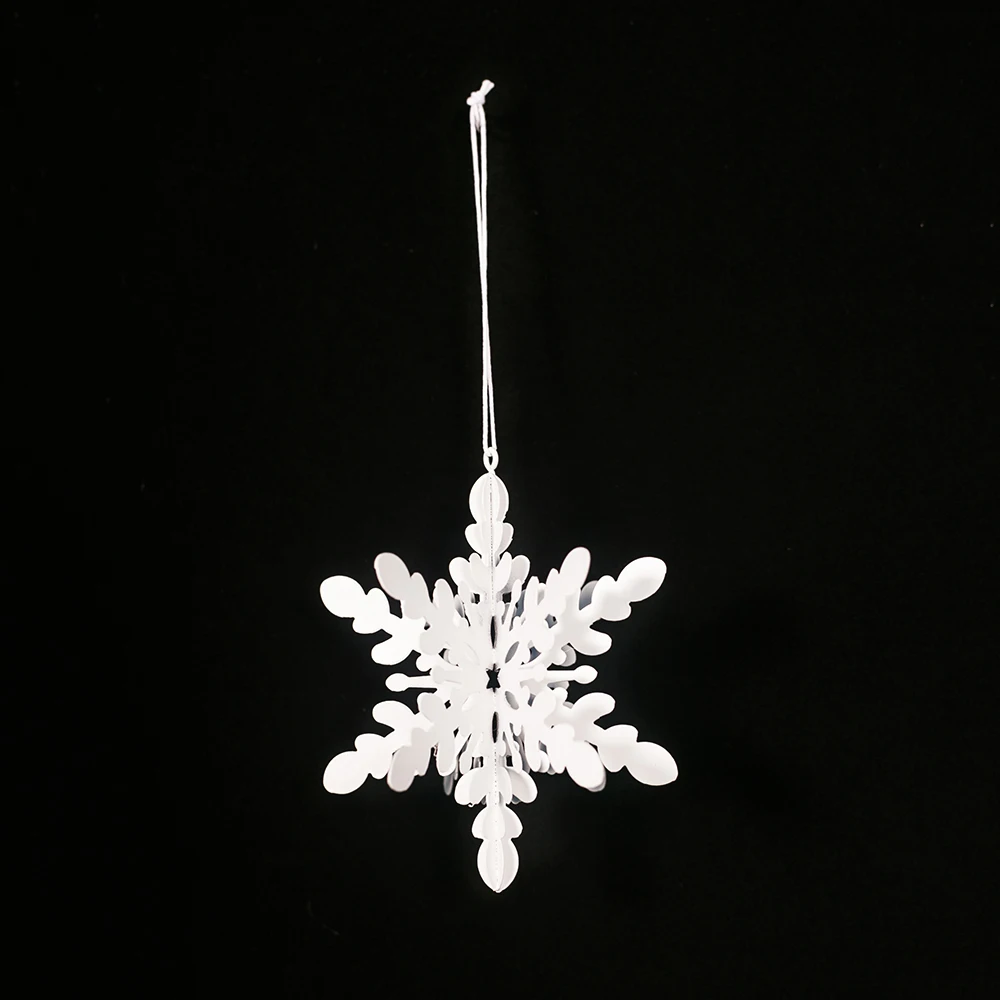 Креативная 3D металлическая Снежинка подвесная подвеска Рождественская елка Декор украшение для рождественской вечеринки украшение для дома год - Цвет: White L