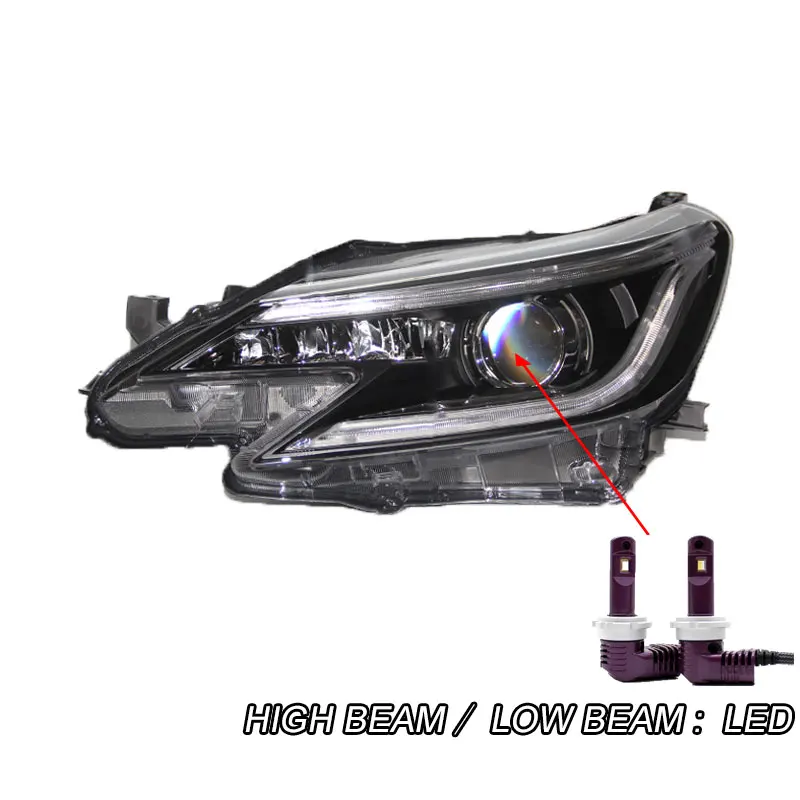 LED Автомобильный Стайлинг светодиодный HID светодиодный фары передняя фара чехол для Toyota eliz фары 2013 Mark X Биксеноновые линзы ближнего света - Color: LED