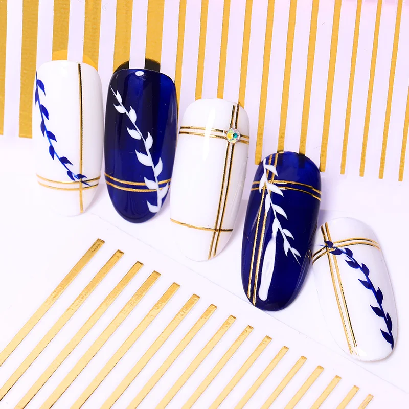 

1pc Gold 3D Nail Sticker Curve Stripe Lines Nails Stickers Adhesive Striping Tape Nail Art Stickers Decals Rose Gold Silver