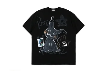 

2020ss Summer Style Catch Me If You Can Pikachu Printed Tees Men Women Oversized Couples 100% Cotton Pokemon T Shirt Men