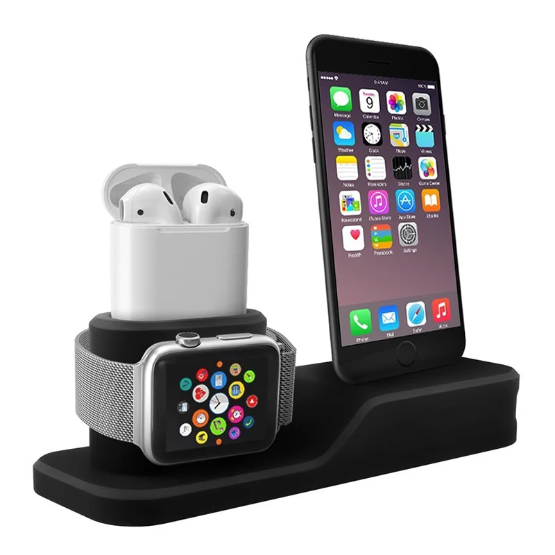 3 in 1 Charging Dock Holder For Iphone X Iphone 8 Iphone 7 Iphone 6 Silicone charging stand Dock Station For Apple watch Airpods (8)