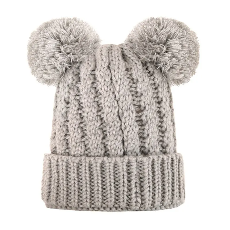 H Baby Boys Girls Pom Poms Hat Children Winter Hat For Girls Knitted Beanies Thick Baby Hat Infant Toddler Warm Cap - Цвет: H