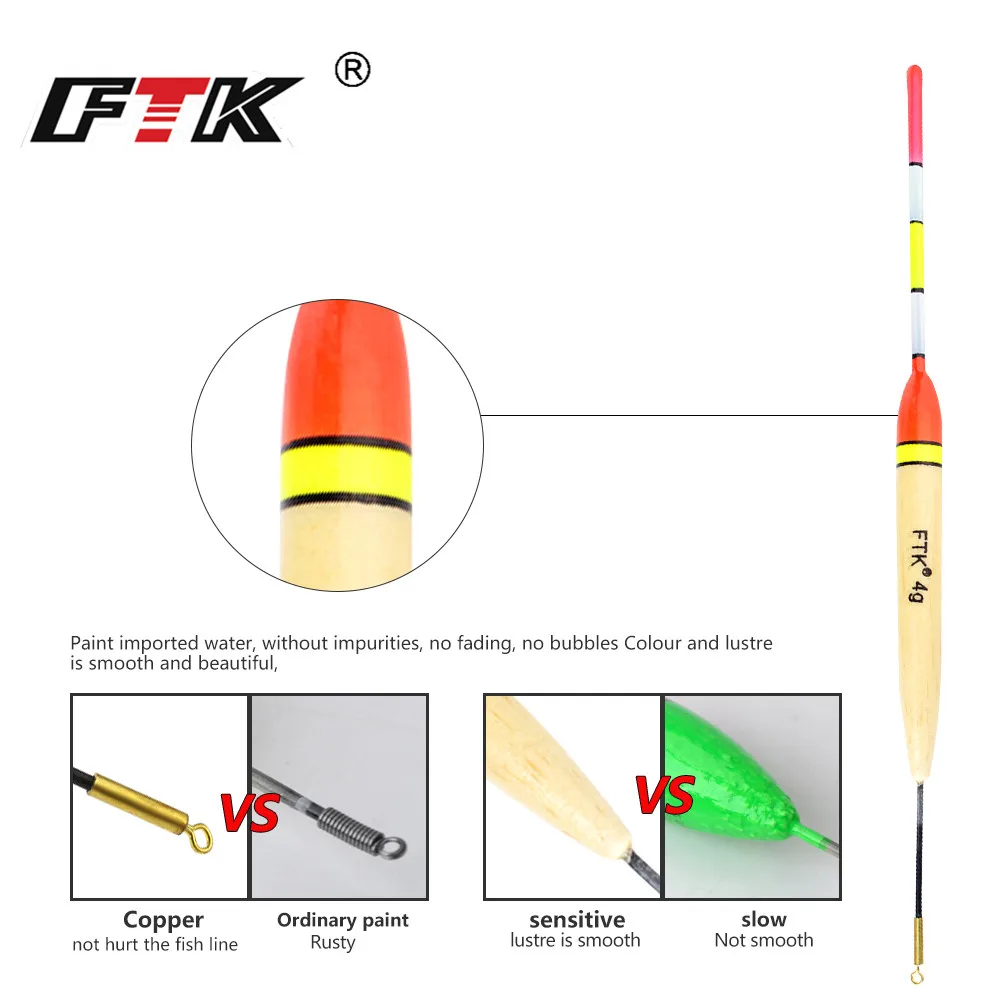 FTK Barguzinsky Fir 5Pcs/Lot Weight 3g-6g Fishing Float Length 20cm-22cm Float For Carp Fishing