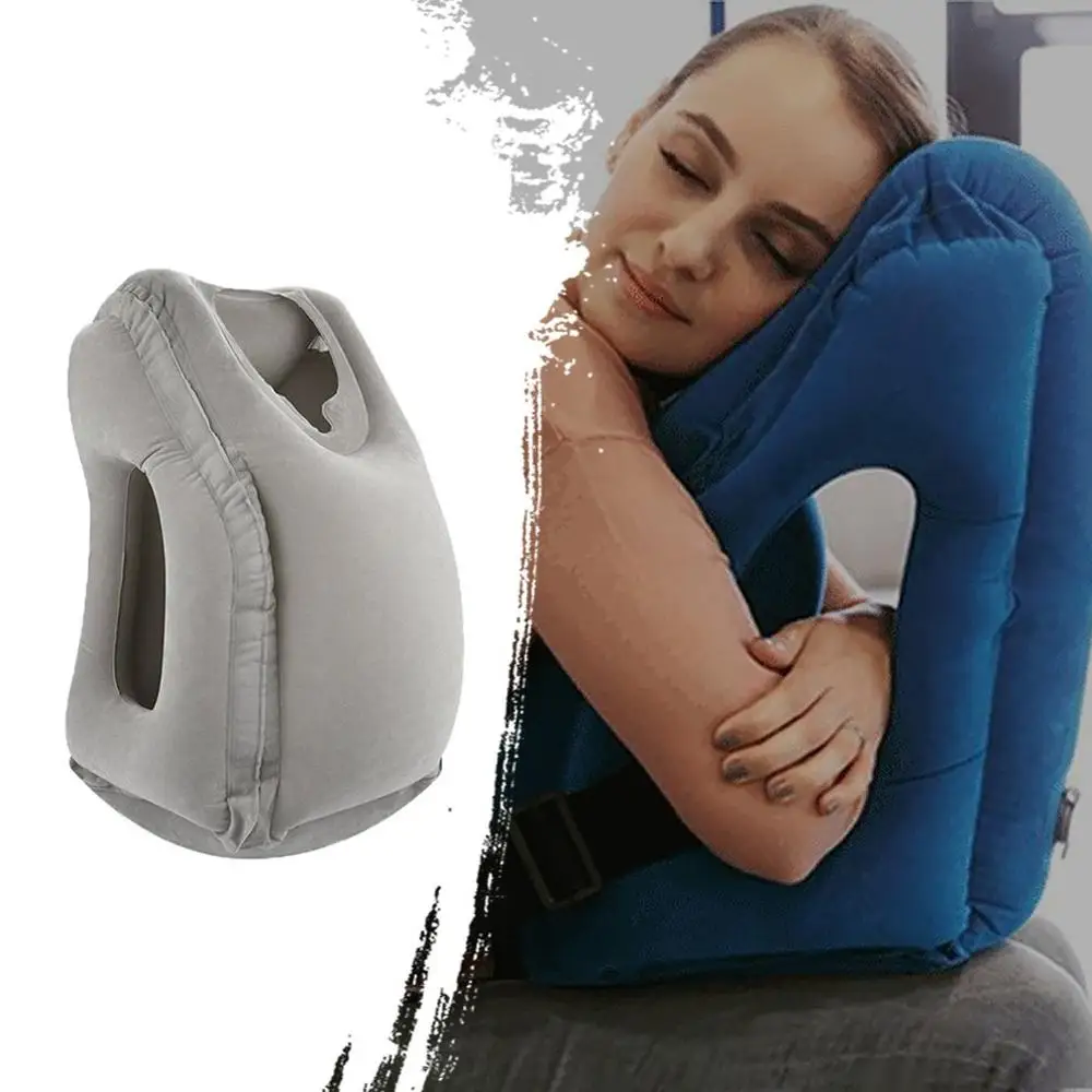 Environmentally Friendly Pvc Flocking Inflatable Pillow Aircraft High-Speed Rail Travel Sleepy Standing Artifact