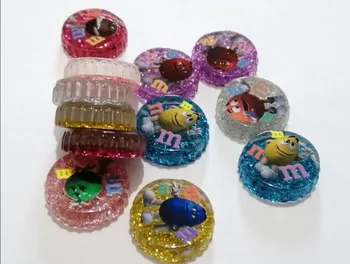 

kawaii glitter cartoo M Bean Mini wine bottle cap Resin Flatback Cabochons DIY Scrapbooking Craft Phone Decoration Kids Hair bow