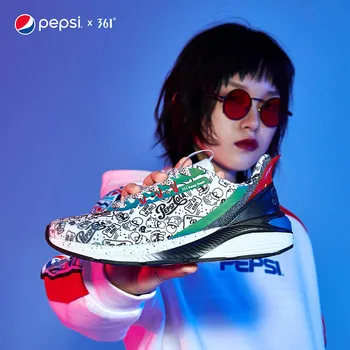 

361 degree Pepsi co branded women's shoes sports shoes spring and summer new rain screen graffiti shock absorption running shoes