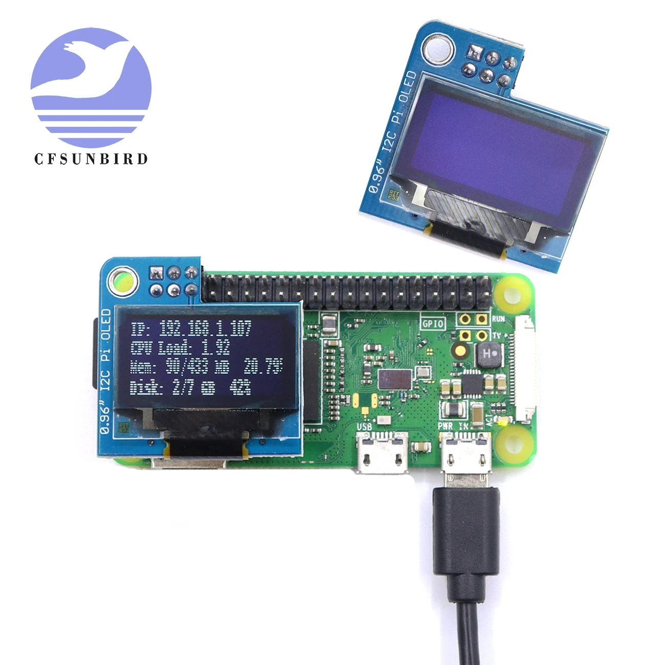 Модуль дисплея PiOLED 128x64 0,96 дюйма для Raspberry Pi 4 - изображение