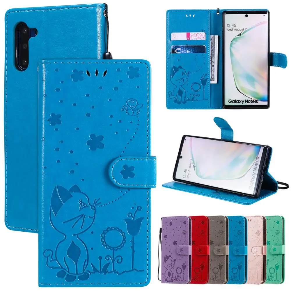 

Cartoon Cat Flip Case For Redmi 8 8A 9 9 Prime K20 K30 Note 4X 6 Pro 7 8 8 Pro 8T 9 Pro 9S Little Bee Leather Wallet Phone Case