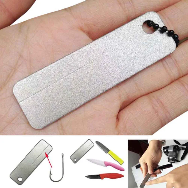 Cutlery Sharpener Rectangular Diamond Stone Steel Grinder Grindstone Finger Nail File Outdoor Key Chain EDC Tool for Fishhook | Спорт и