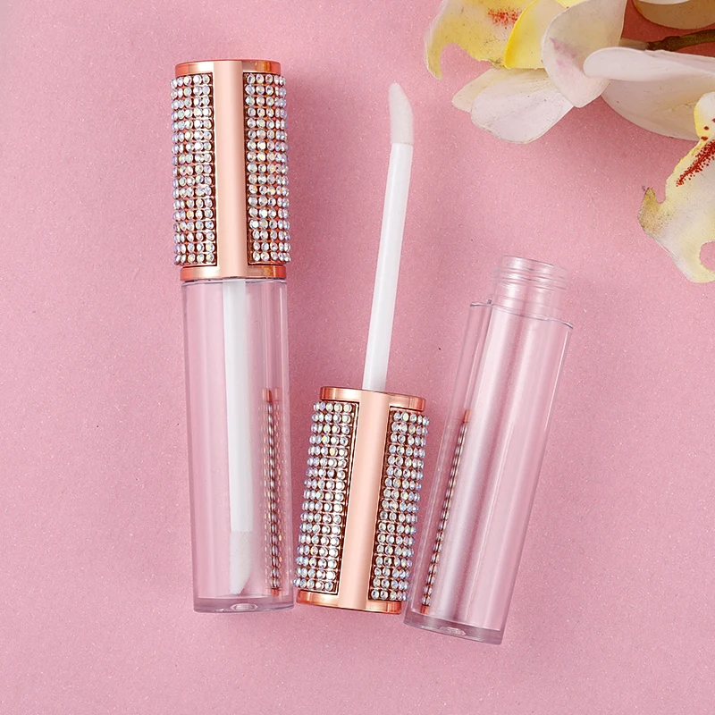 Custom Logo 5ml Lip Gloss Tubes Diamond Pearl Empty Tube Lip Balm Soft Lipgloss Bottle Makeup Squeeze Clear Lip Gloss Container transparent loose diamond storage box acrylic lid gemstone display container case round pearl gem jars insert holder collector