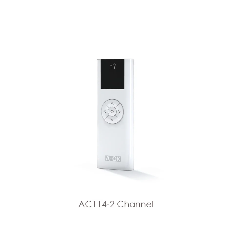 A-OK AC114-1 2 6/16 채널 리모컨, RF433 무선 송신기, A-OK RF433 커튼 모터, 관형 모터용 액세서리