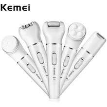 Kemei 5 в 1 Электрический эпилятор профессиональная Дамская безболезненная Бритва для волос портативная Дамская Бритва для коррекции бровей Триммер для тела и носа бикини