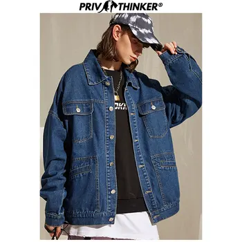 

Privathinker Autumn Cargo Jackets Woman Tooling Tops 2020 Fashion Denmin Pockets Jackets Female Outwear Denmin Coats Fashions