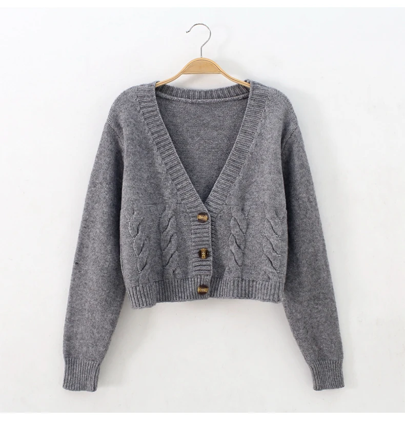 Short style high-waisted slim plastic sweater women 2023 spring new single-breasted knitted cardigan twist small jacket 4