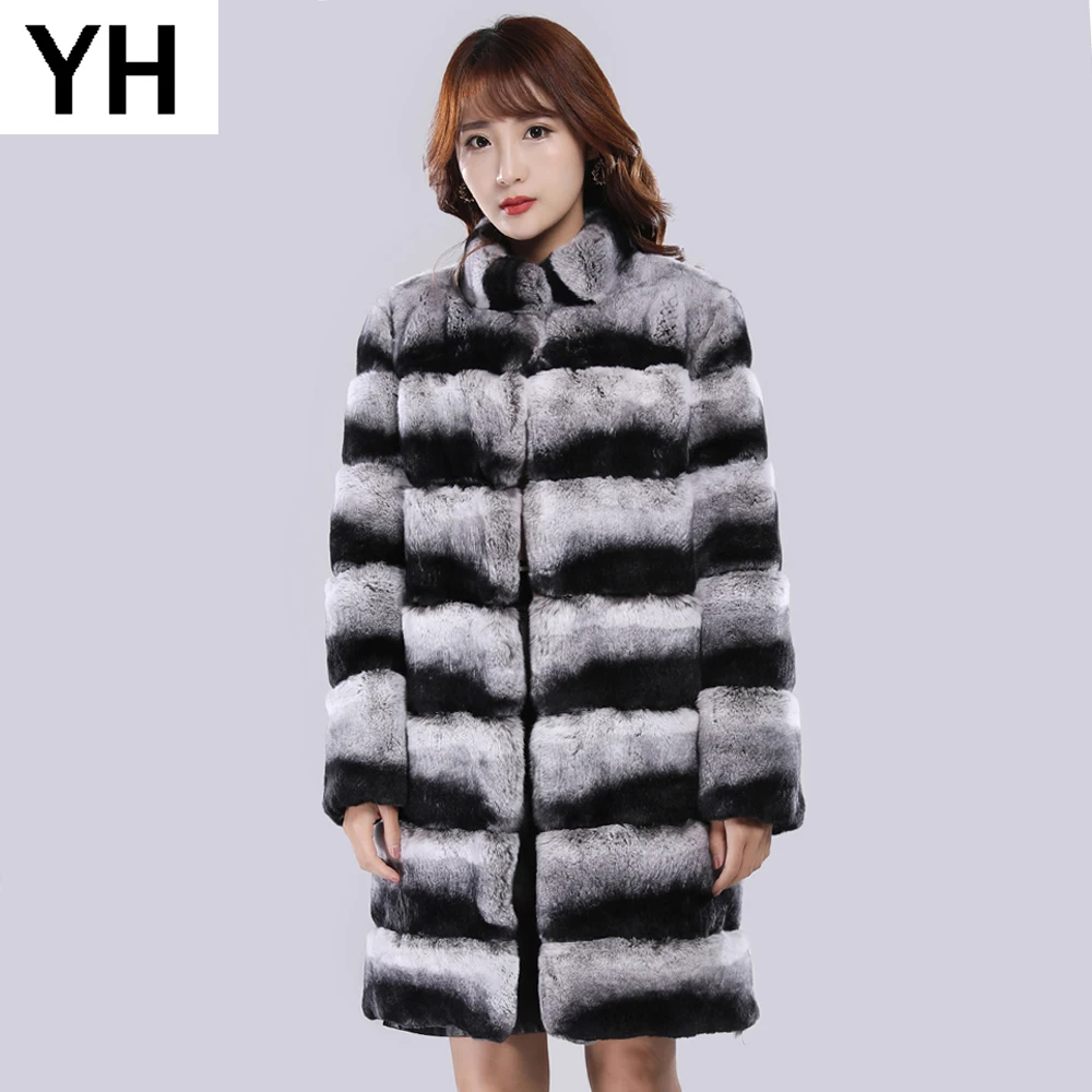 Good Quality Real Rex Rabbit Fur Jacket Long Style Winter Rex Rabbit Fur Coat Brand Women Real Genuine Fur Overcoat