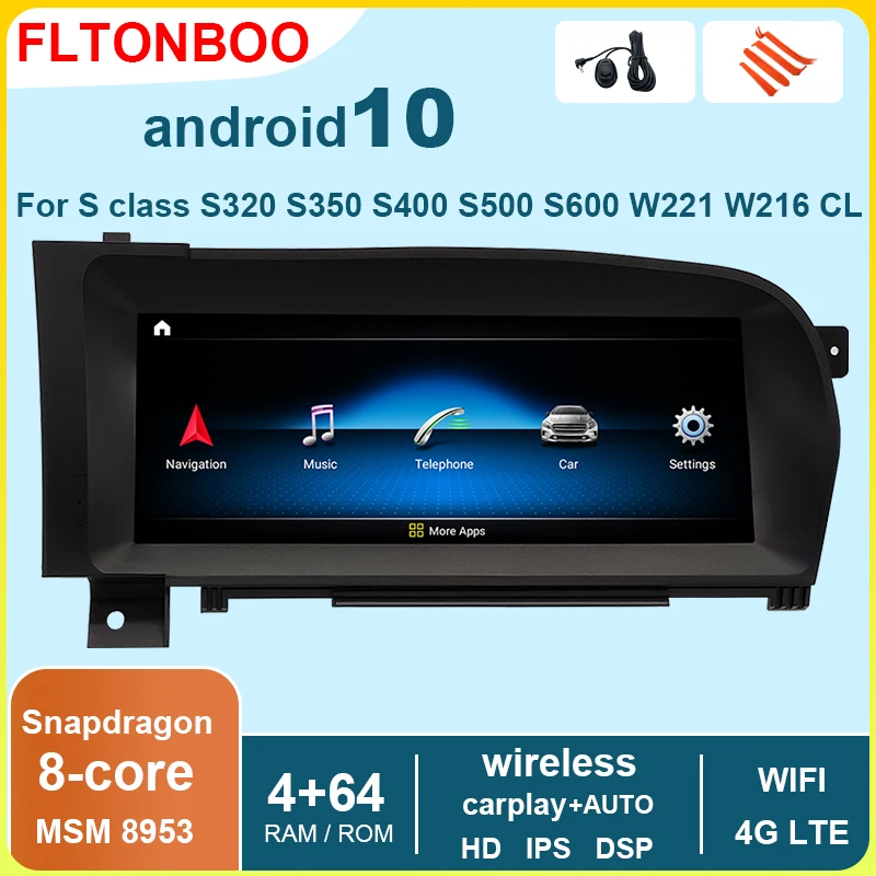 10 25 &quotAndroid Восьмиядерный телефон Mercedes Benz S class S320 S350 S400 S500 S600 W221 W216 CL 2006-2013 |