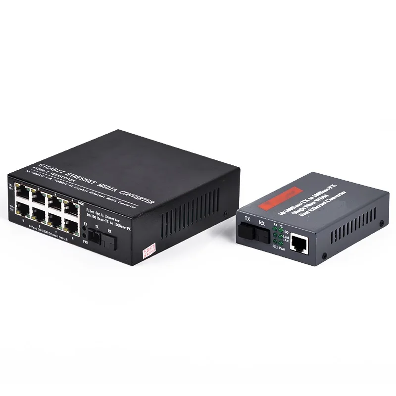 

10/100M 1 Fiber port 8 RJ45 Ethernet ports Single Fiber and 1 Fiber port 1 RJ45 Ethernet port Fiber Optical Transceiver SM