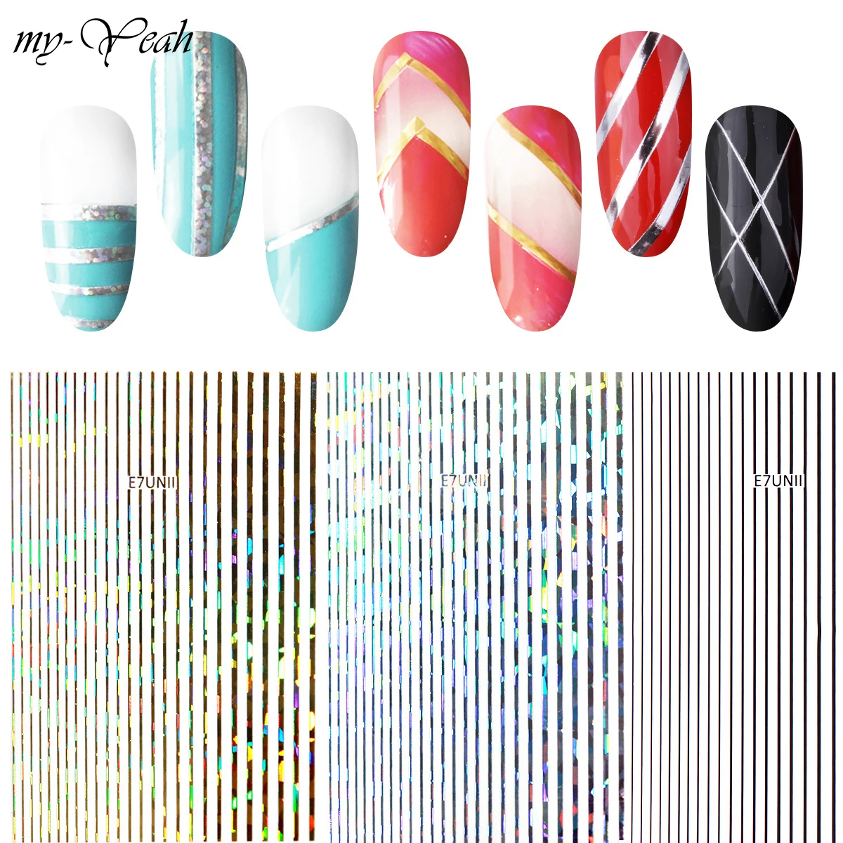 

13 Styles Nail Art Metal Self-adhesive Multi Line Strip Pattern Tape Stickers Multi Size 3D DIY Decals Manicure Decoration