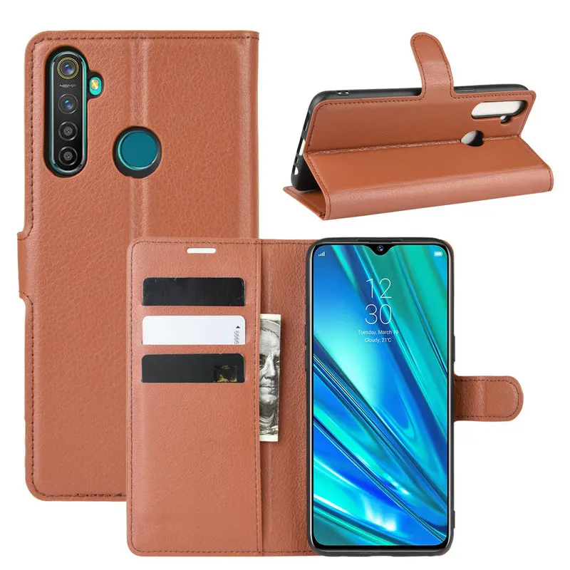 Кожаный чехол книжка для Oppo Realme 5 Pro rmx1900 RMX1911 телефона Q бумажник с