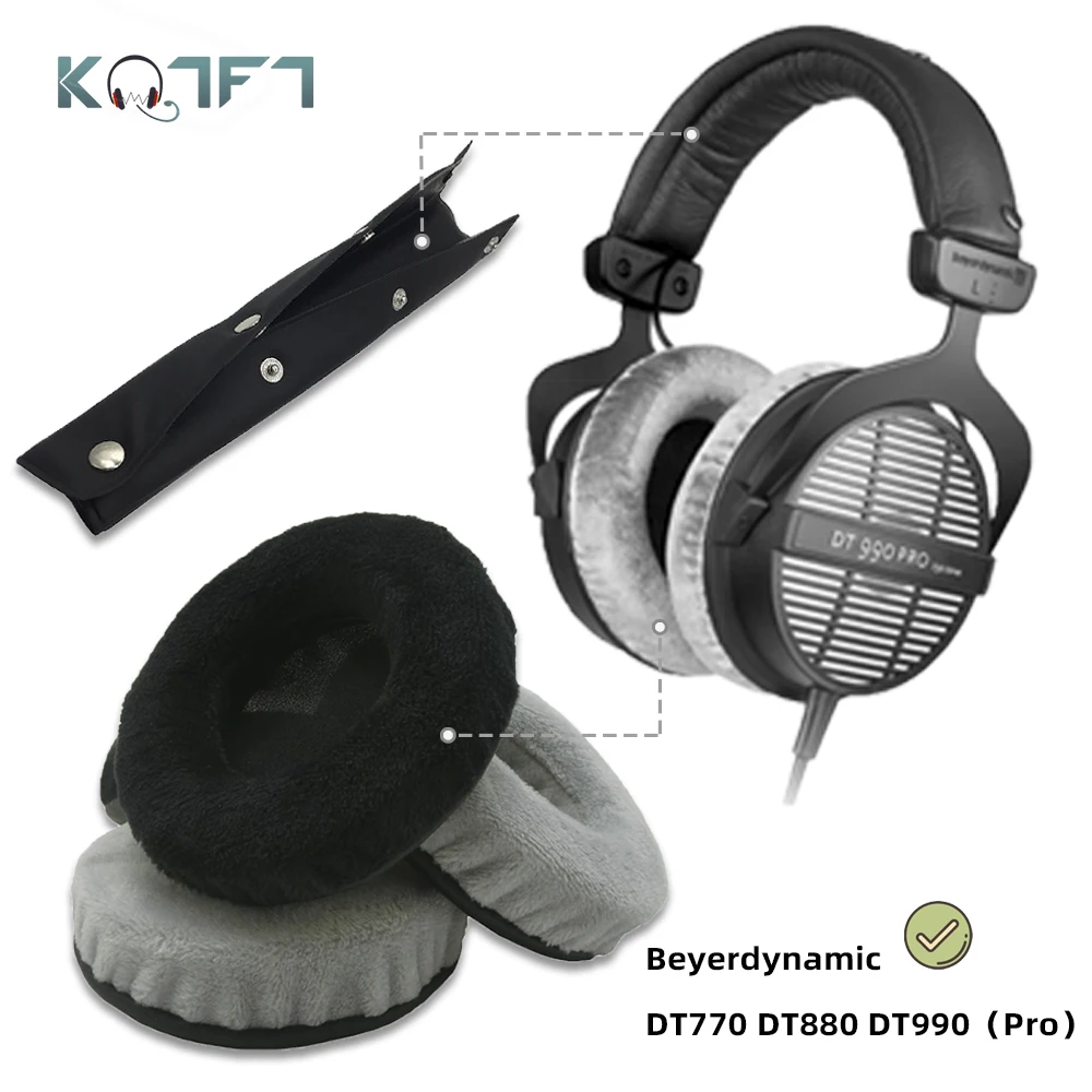 

KQTFT Velvet Replacement EarPads Headband for Beyerdynamic DT770 DT880 DT990 Pro Headset Universal Bumper Earmuff Cover Cushion