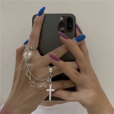 Butterfly Hip Hop Rings Multi-layer Adjustable Chain Two Open Finger Rings Alloy man Rotate Rings for Women Party Gift