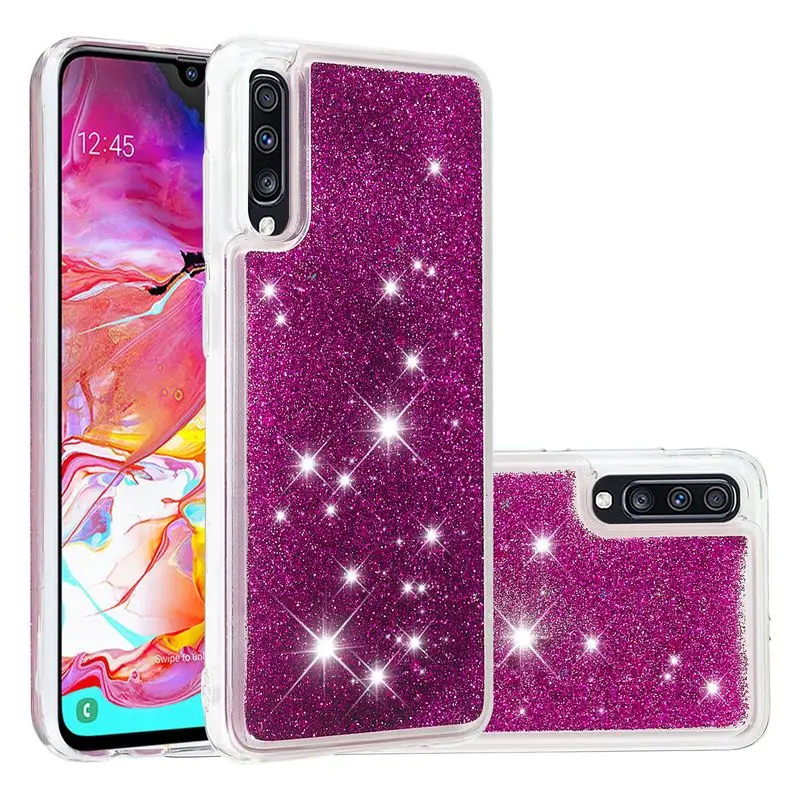 

For Samsung Galaxy A70 Case Silicon Shockproof Phone Case For Samsung Galaxy A 70 A50 Liquid Quicksand Glitter Protection Cover