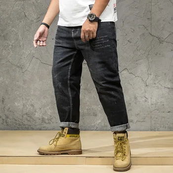 

Men jeans top quality denim fashion brand straight oversized jeans fatty men large size 4XL 5XL 6XL 7XL