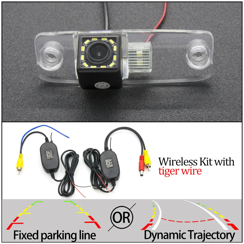 Фиксированная или динамическая траектория Автомобильная камера заднего вида для KIA Ceed Carens/Rondo Mohave Borrego Автомобильная резервная принадлежности для парковки - Название цвета: 12LED And Wireless