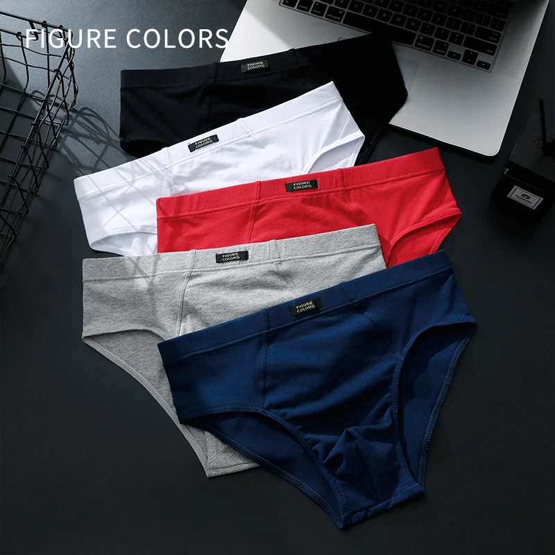Cotton autumn men's briefs comfortable and breathable graphene low waist elastic boys' bottoms solid color trouser head men