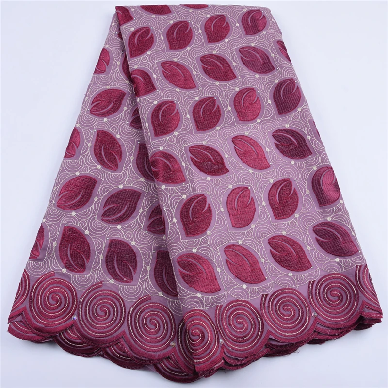 

Blue Swiss Voile Cotton Lace Fabric 5 Yard Nigerian Swiss African Lace Fabric With Stones Fabric For High Fashion Dress A1687