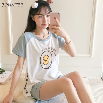 

Pajama Sets Women Lovely Casual All-match Printed Trendy Womens Home Daily Simple Korean Style Students High Quality Summer Chic