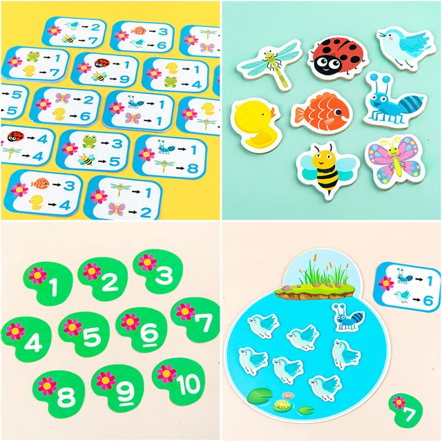 Montessori 1-10 Arithmetic Toy Wooden Animal Addition and Subtraction Counting Game Mathematical Toys For Preschool Children New 4