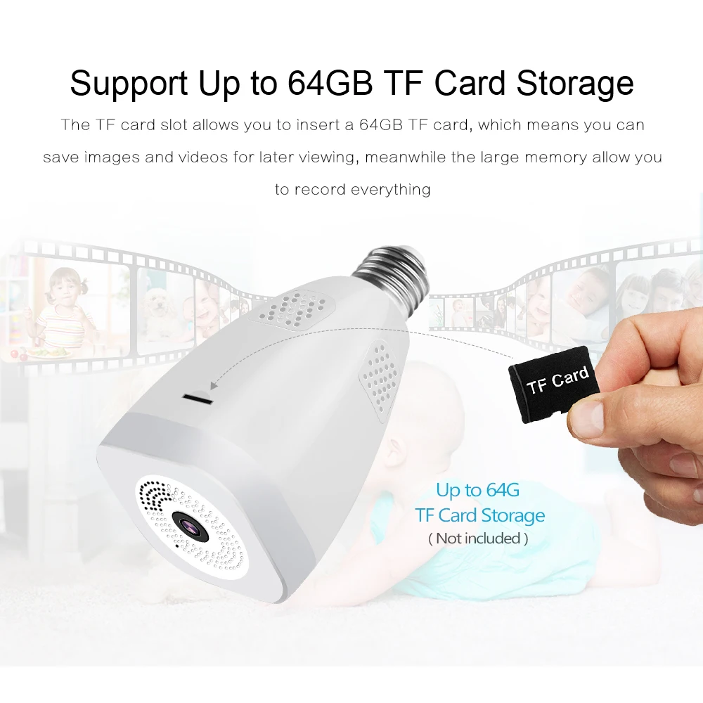 Najtaniej 1080P 360 ° panoramiczny Wifi kamera IP 3MP 5MP HD LED żarówka domu bezprzewodowy 1080P audio wideo CCTV bezpieczeństwa kamera do obserwacji