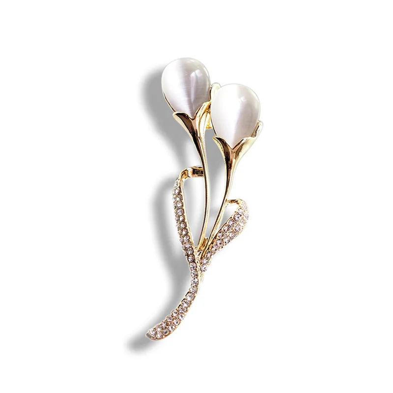 

Christmas Gift Creative Cool Versatile Korean Simple Crystal Brooch Women's Collar Button Cat's Eye Stone Corsage Brooch Silk Sc