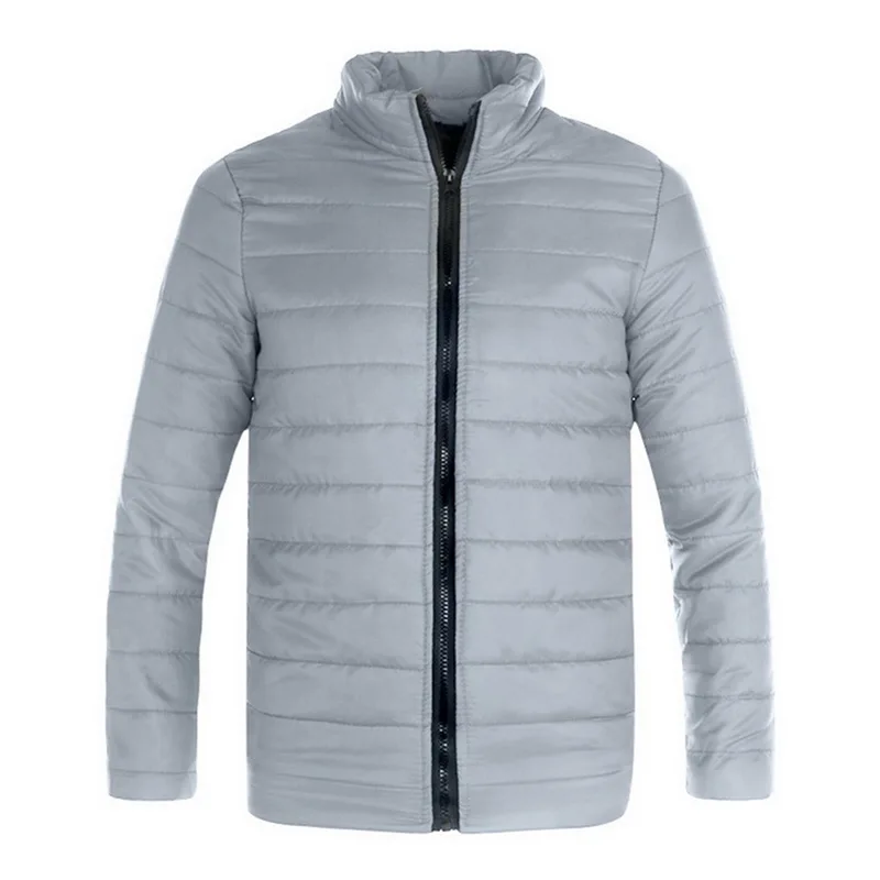 Зимняя Теплая мужская куртка на молнии Abrigo Hombre, Повседневная приталенная парка с воротником-стойкой, мужская одежда - Цвет: Gray