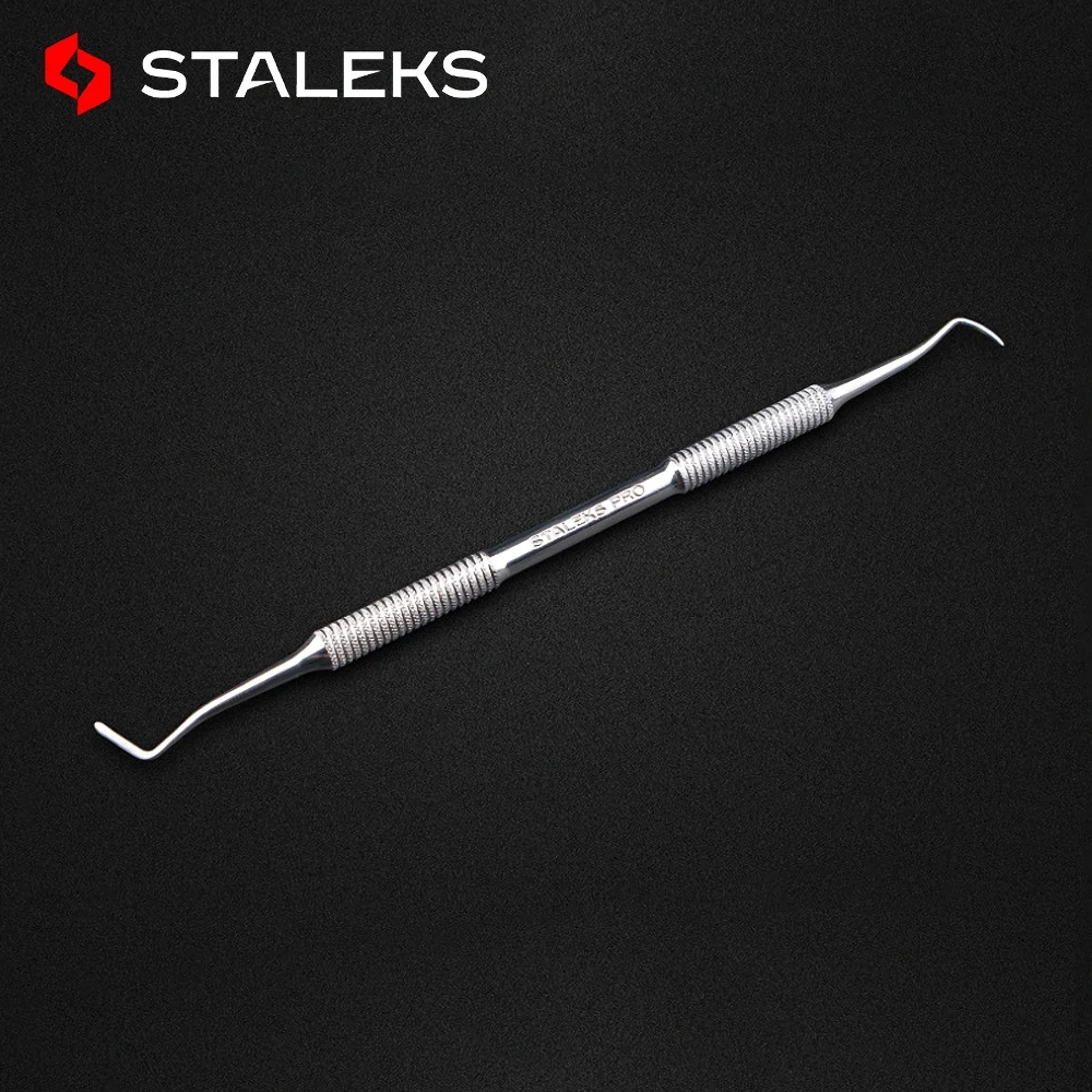 

STALEKS PE-20-2 Professional Manicure Stainless Steel Double-ended Cuticle Pusher Exfoliating Remover Nail Art Nursing Tools