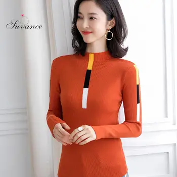 

2019 Autumn Winter Fashion 2 Color Sweater Patchwork O Neck Size S-xl Women Slim Basic Pullover Jl-aym1941