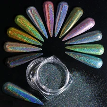 Голографический блестящий для ногтей порошок лазер окунание пигмент с блестками Дизайн ногтей градиент зеркало хром пыль Блестящий лак хлопья BE1028-2