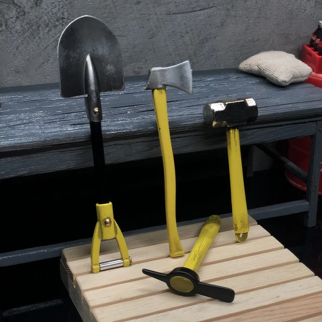 4Pcs Metal Mini Shovel Hammer Axe Pickaxe Tool for 1/10 RC Car TRX4 SCX10 D90 Kids Educational Toys for Children Gifts 2