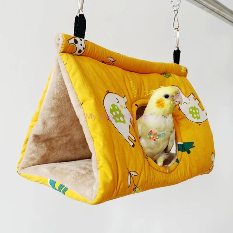 ForHe Winter Warm Bird Nest House Shed Hut Hanging Hammock Finch Cage Plush Fluffy Birds Hut Hideaway for Hamster Parrot Macaw Budgies Eclectus Parakeet Cockatiels Cockatoo Lovebird 